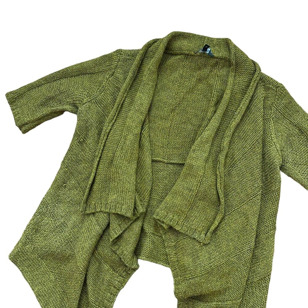 Eileen Fisher XS Sweater Draped Alpaca Silk Crochet Brown Open Front - Picture 5 of 9